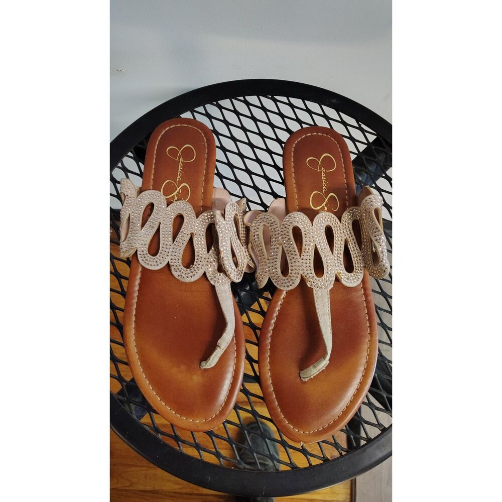 Jessica Simpson Bria Rhinestone Slide Sandals Size 9 - Picture 3 of 5